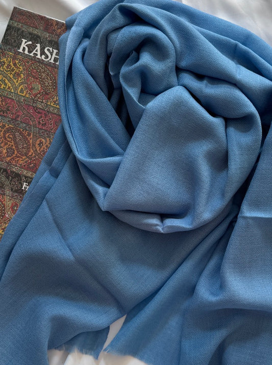 Cornflower Blue Hand-woven Cashmere Scarf