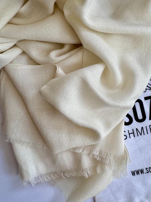 Creamy colour Cashmere Wool Scarf