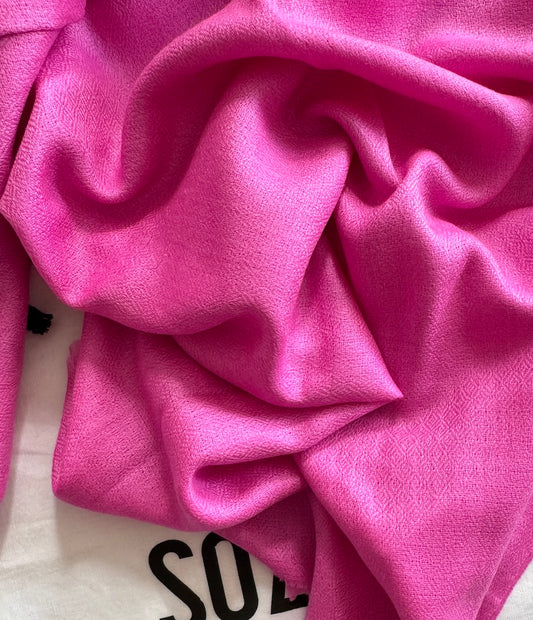 Hot Pink Colour Hand-woven Cashmere Scarf