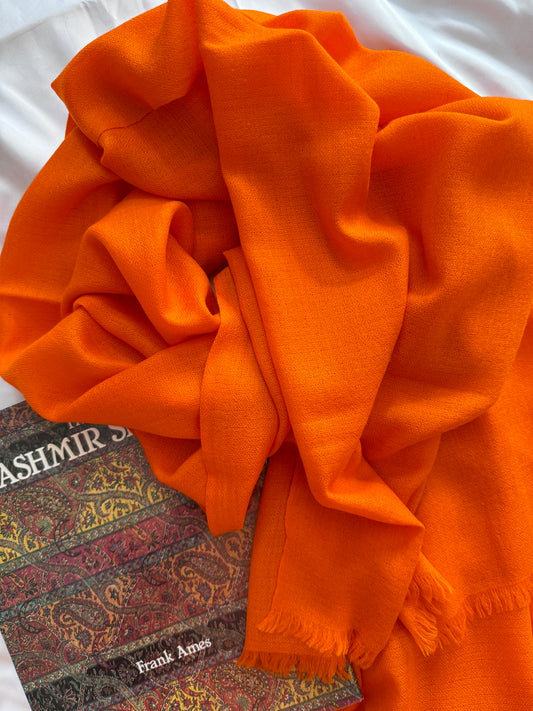Orange Colour Hand-woven Cashmere Scarf