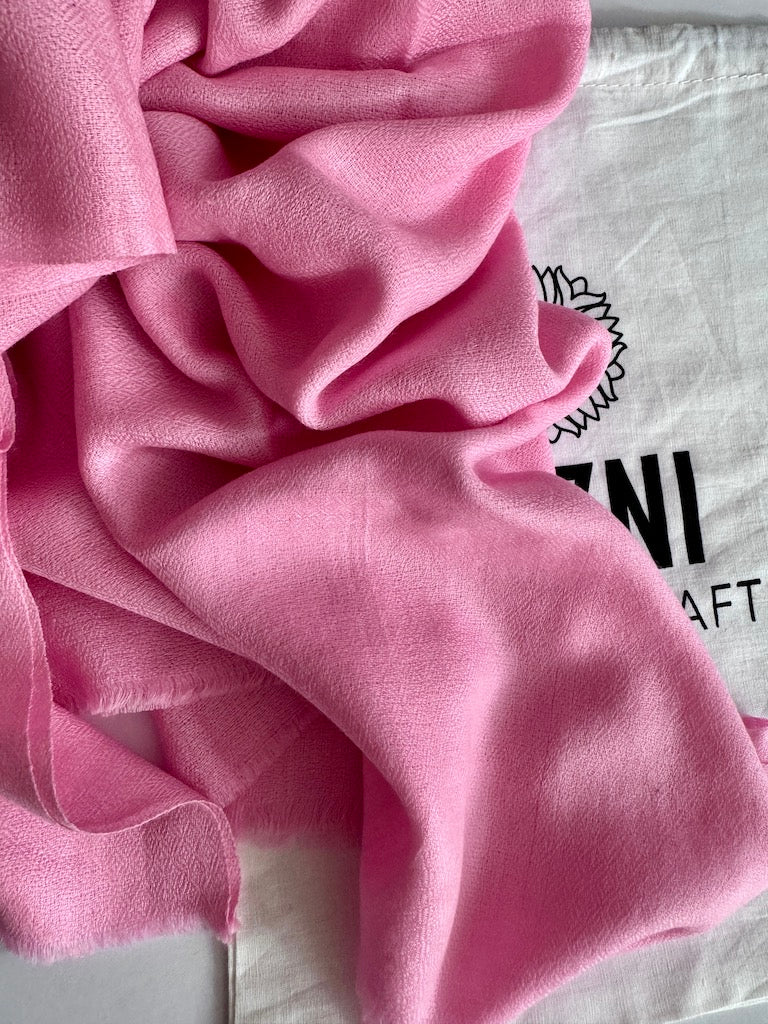 Pink Hand-woven Cashmere Scarf