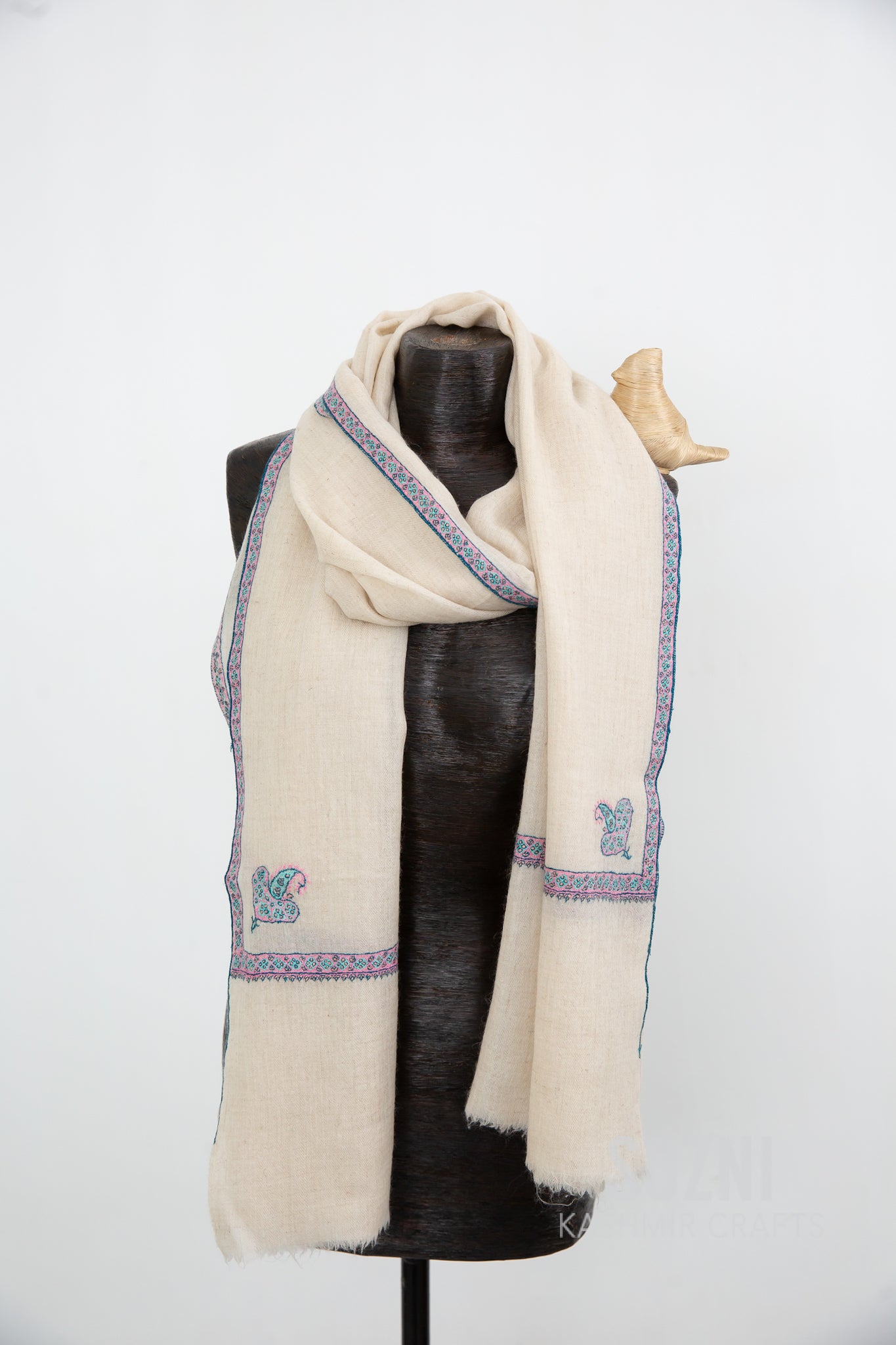 Ivory Border Pashmina Stole