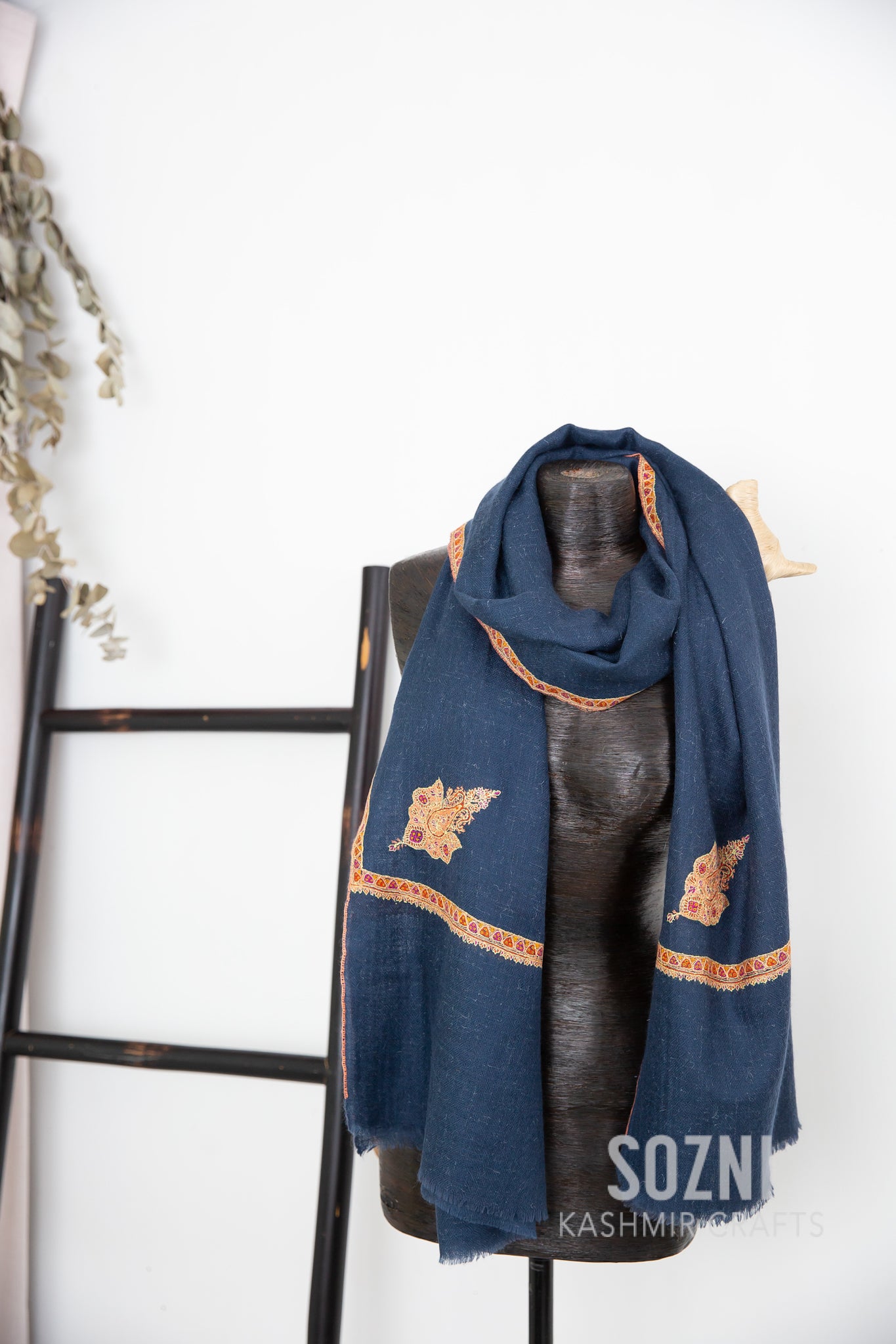 Pickled Bluewood Border Pashmina