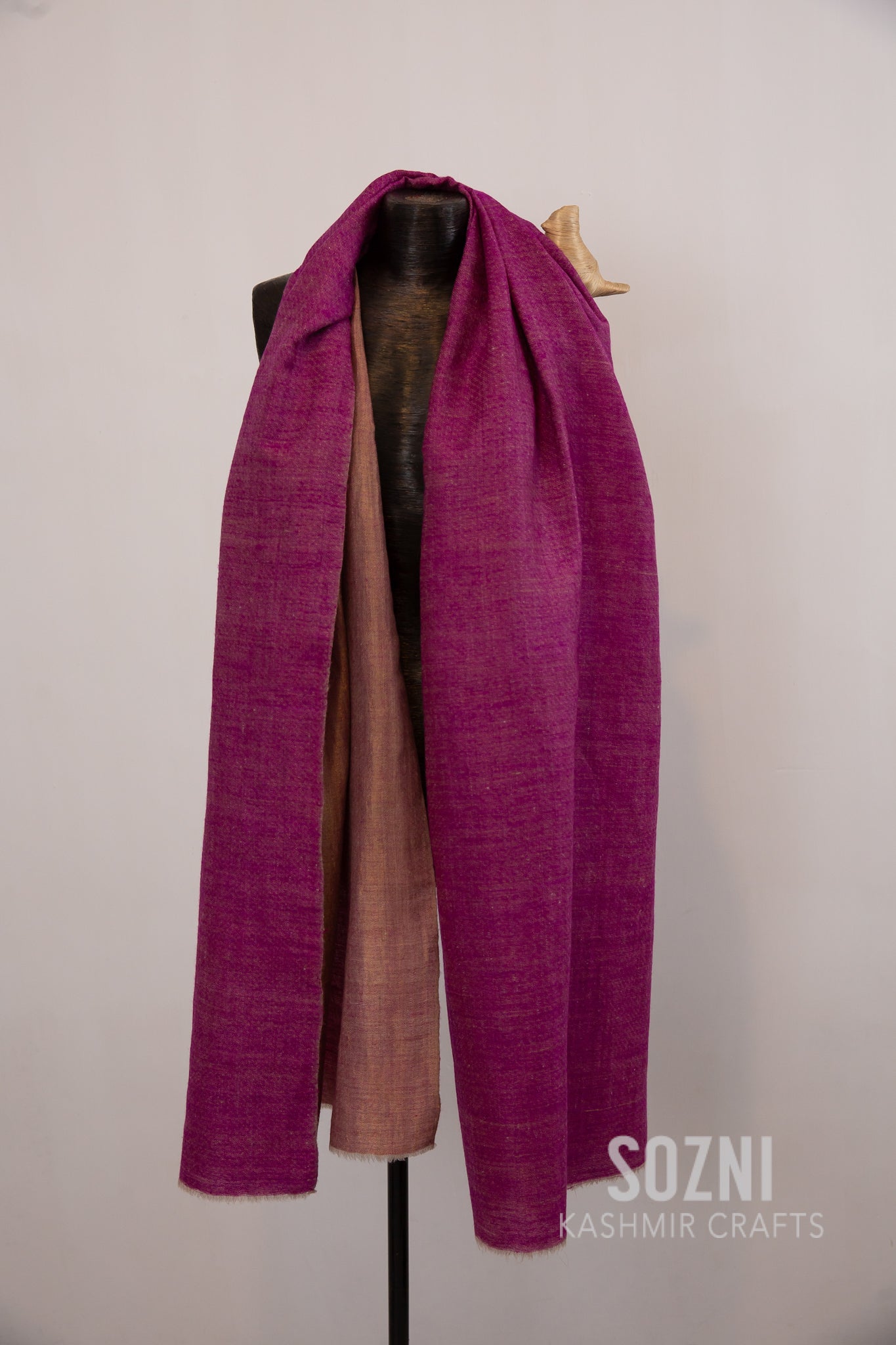 Cherry Pink & Gold Reversible Pashmina Stole