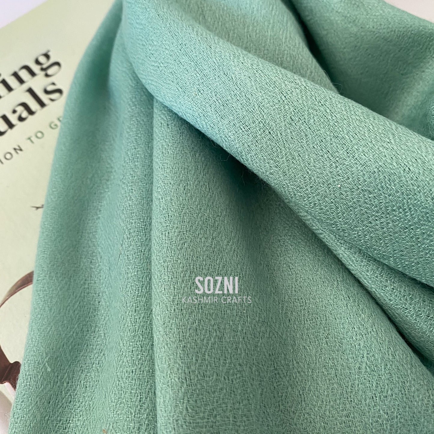 Pistachio Green Cashmere Wool Stole (Scarf)