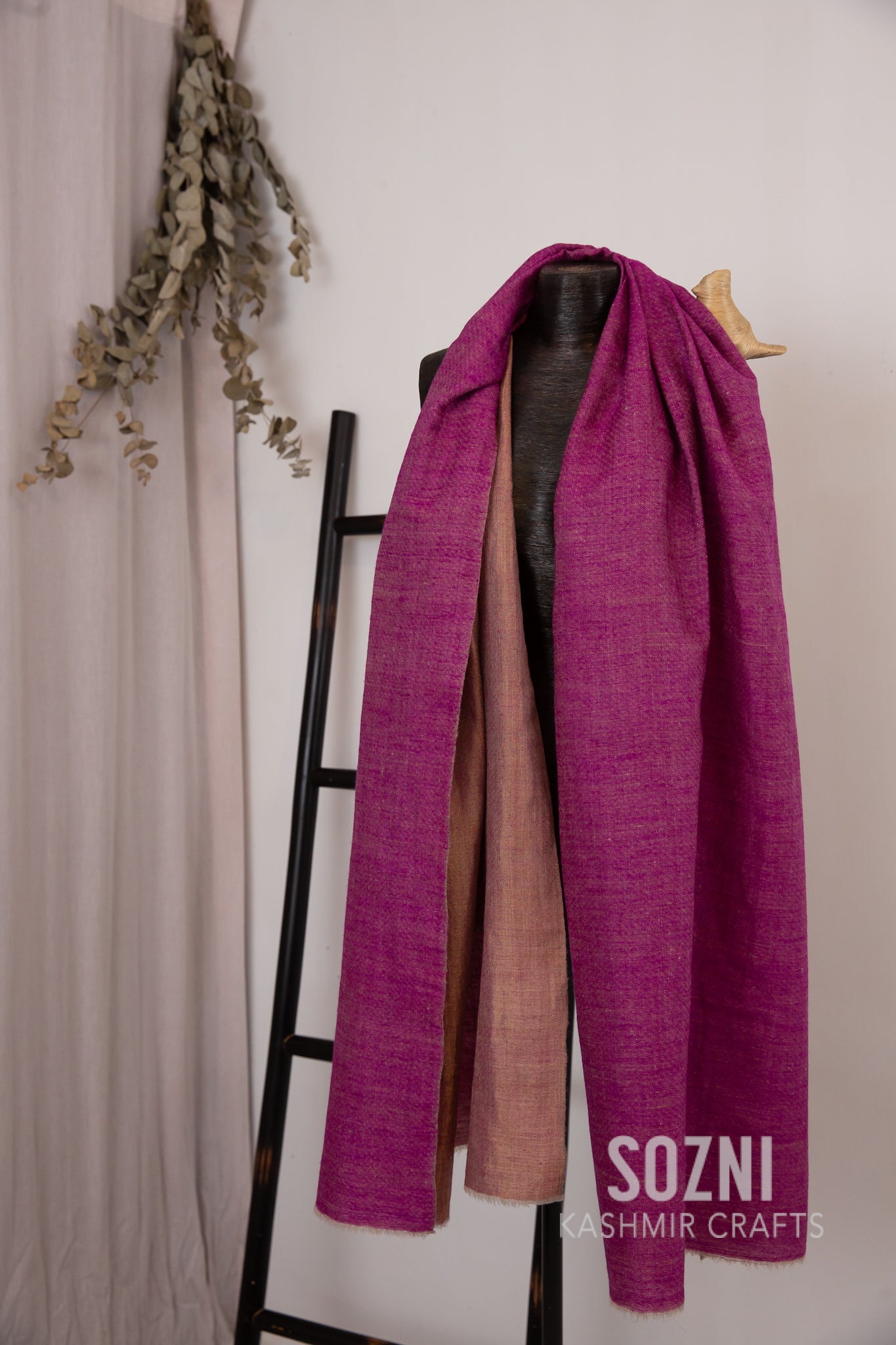 Cherry Pink & Gold Reversible Pashmina Stole