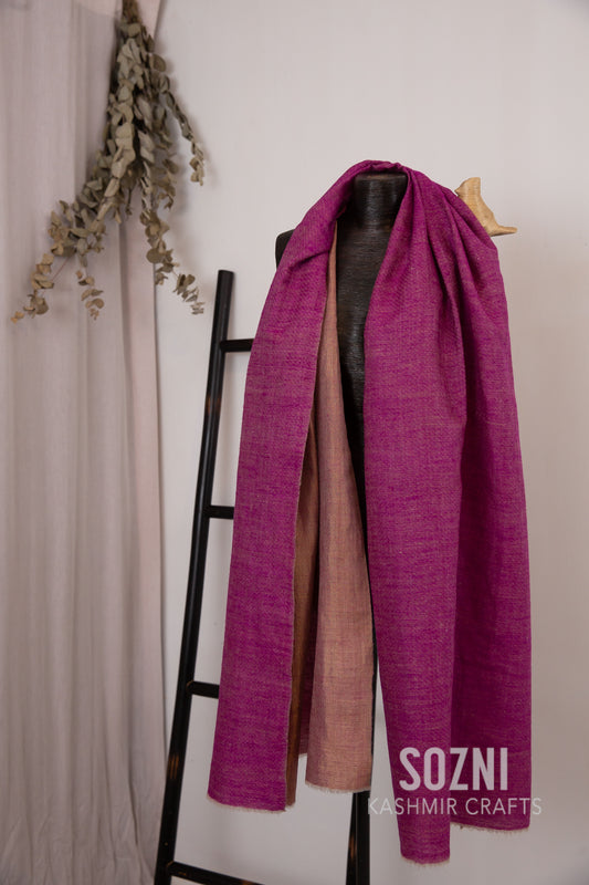 Cherry Pink & Gold Reversible Pashmina Stole