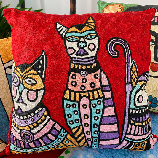 Handmade Modern Art Cushion - Cats